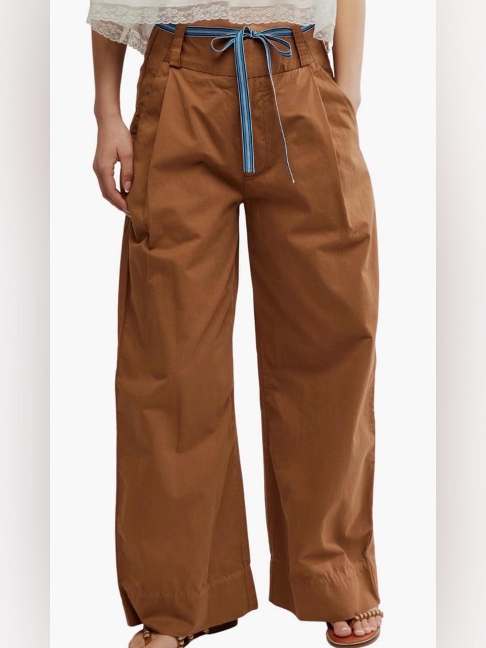 🔥NWT! FREE PEOPLE! Buckle Belt Cotton Wide Leg Pant/trouser! Sz is 12!
